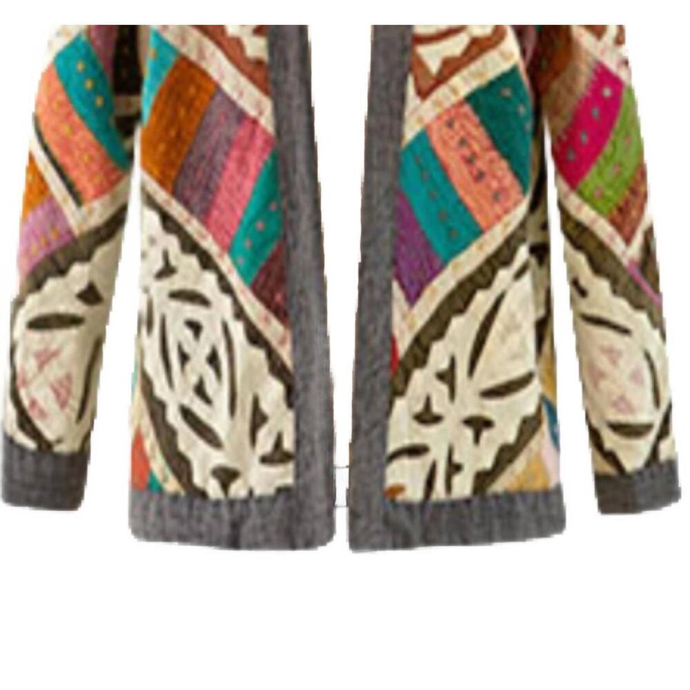 NEW ALIX OF BOHEMIA women's one of a kind cutwork kantha jacket in multi
